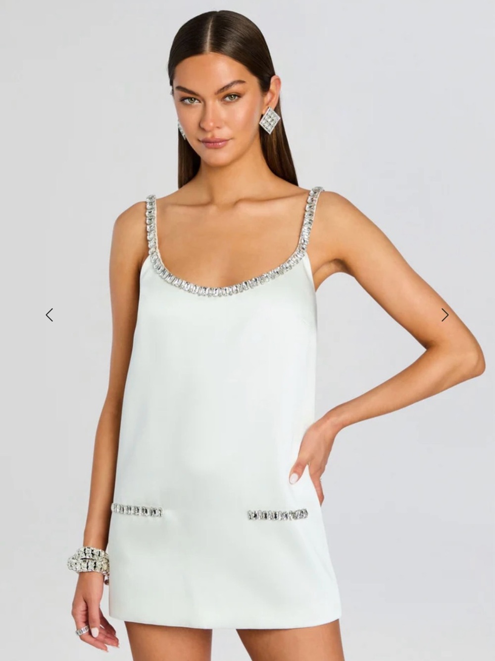 Retrofete White Crystal-Trim Mini Dress - Picture 2 of 6